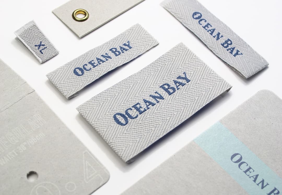 Woven label product branding examples – designed by Paul Cartwright Branding.
