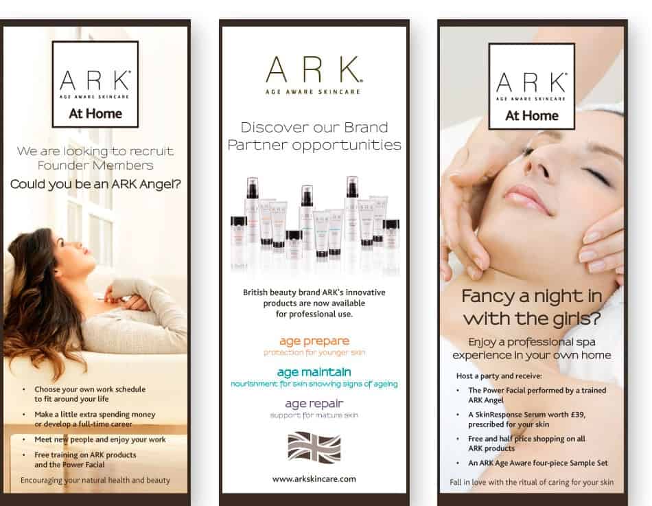 Ark Skincare roller banner marketing materials design by Paul Cartwright Branding.