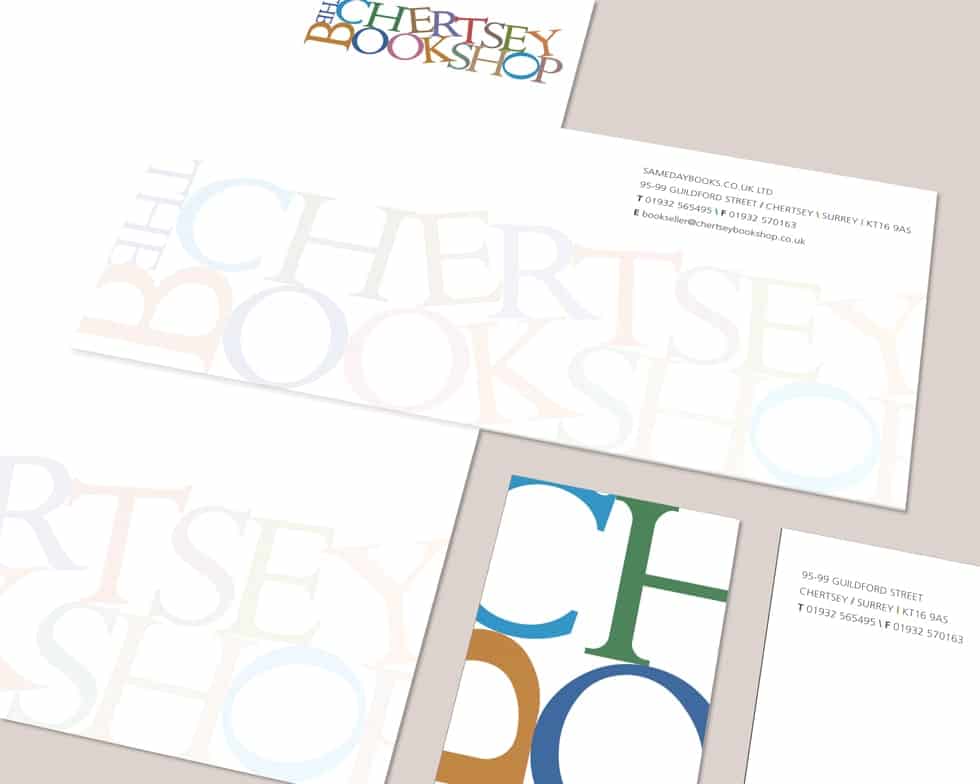 Chertsey Bookshop stationery design by Paul Cartwright Branding