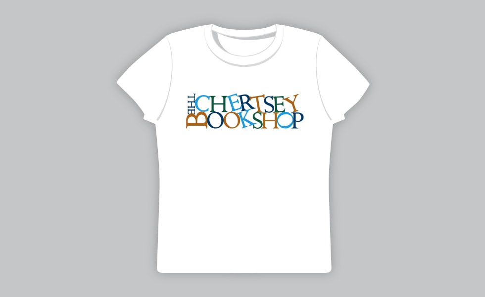 Chertsey Bookshop T-shirt design by Paul Cartwright Branding.