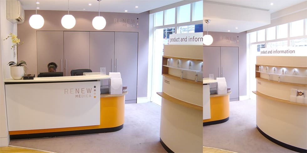 Renew Medica medical aesthetics beauty and treatment clinic identity designed by Paul Cartwright Branding.