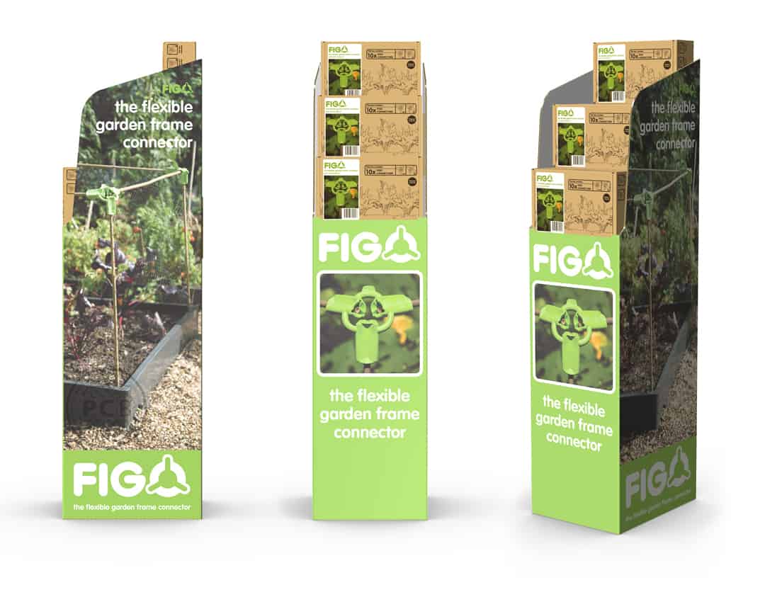 FIGO garden product graphics for point of sale display - designed by Paul Cartwright Branding.
