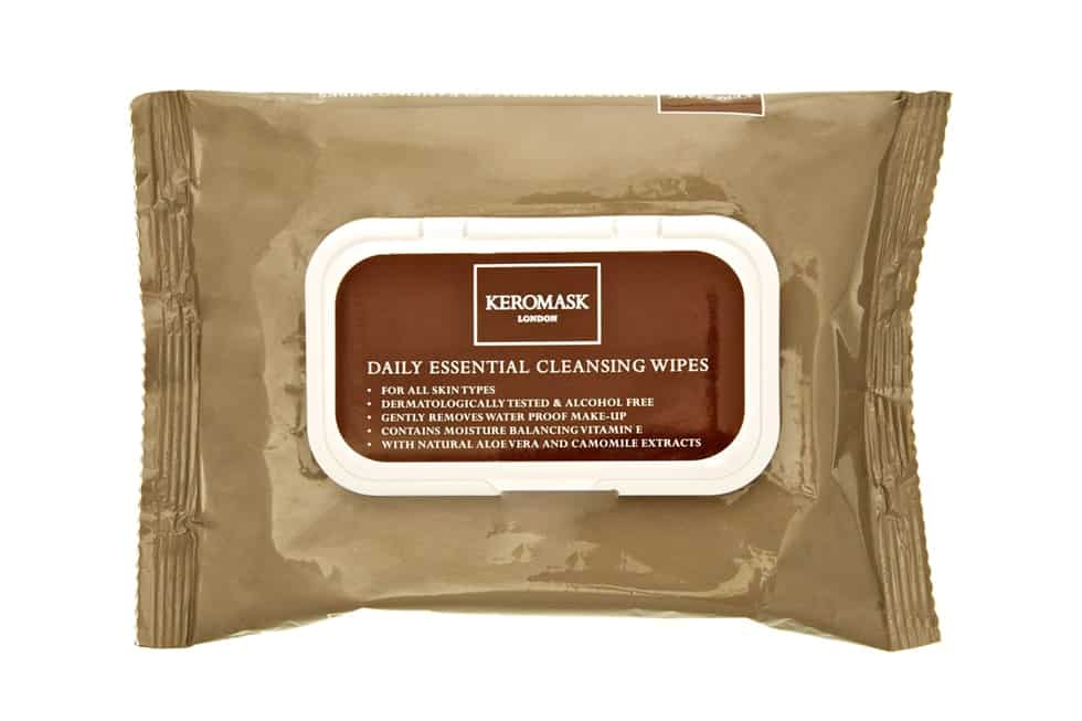 Facial cleansing wipes pack for Keromask, cover-up cosmetics product brand - design and artwork by Paul Cartwright Branding.