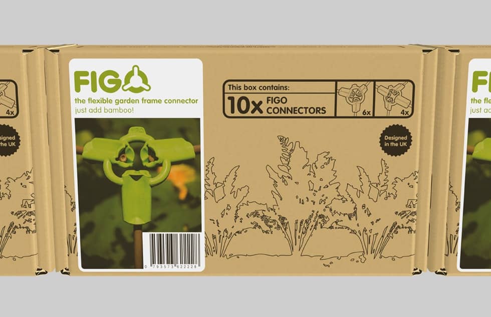 FIGO garden product frame connectors with packaging graphics and artwork designed by Paul Cartwright Branding.