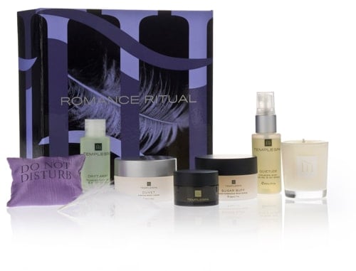 Temple Spa'Romance Ritual' gift set packaging graphics by Paul Cartwright Branding.