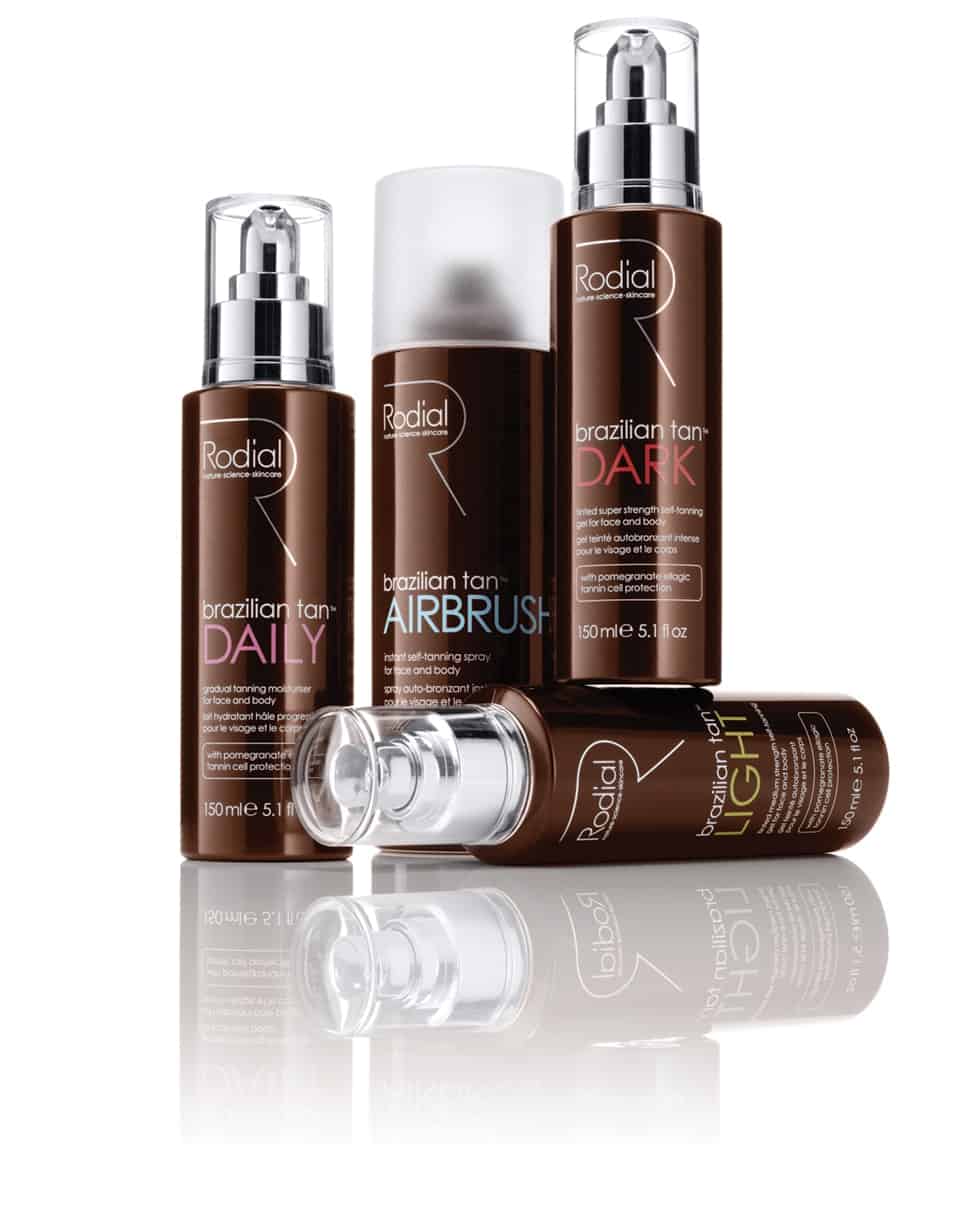 Rodial core tanning product range with packaging graphics and artwork designed by Paul Cartwright Branding.