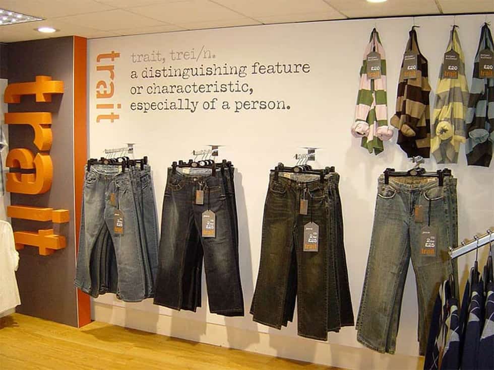 Bhs Trait in-store view of mens casual wear clothing fashion brand identity for Bhs by Paul Cartwright Branding
