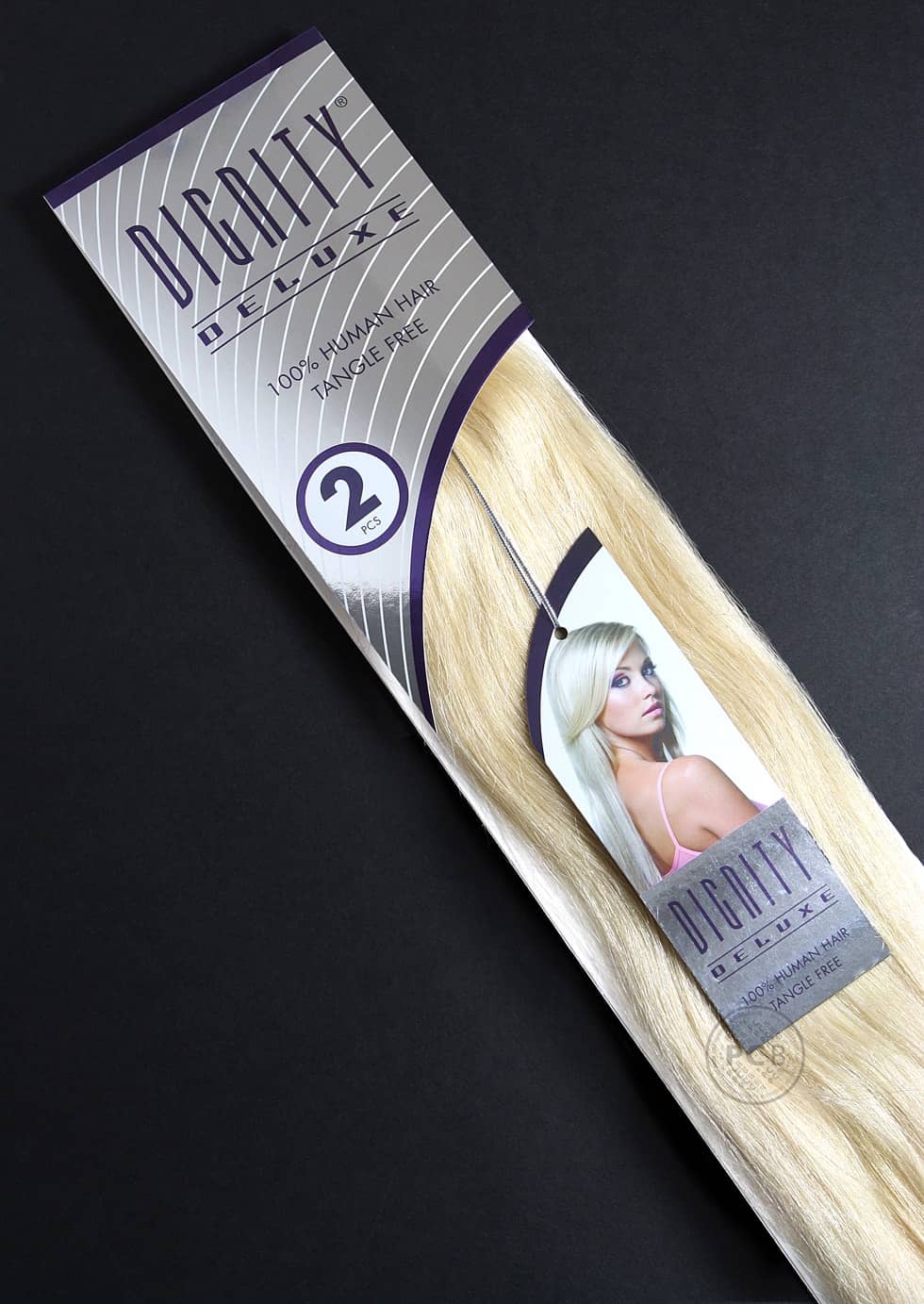 Dignity Deluxe hair extensions packaging design brand logo graphics and identity design by Paul Cartwright Branding.