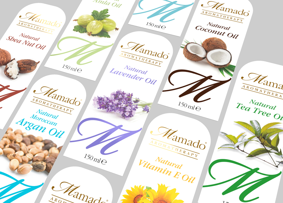 Selection of the finished essential oil labels