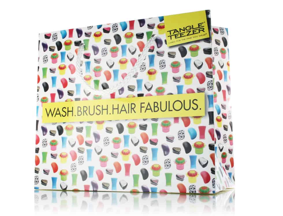 Tangle Teezer 'Pick & Mix' promotional carrier bag designed by Paul Cartwright Branding.