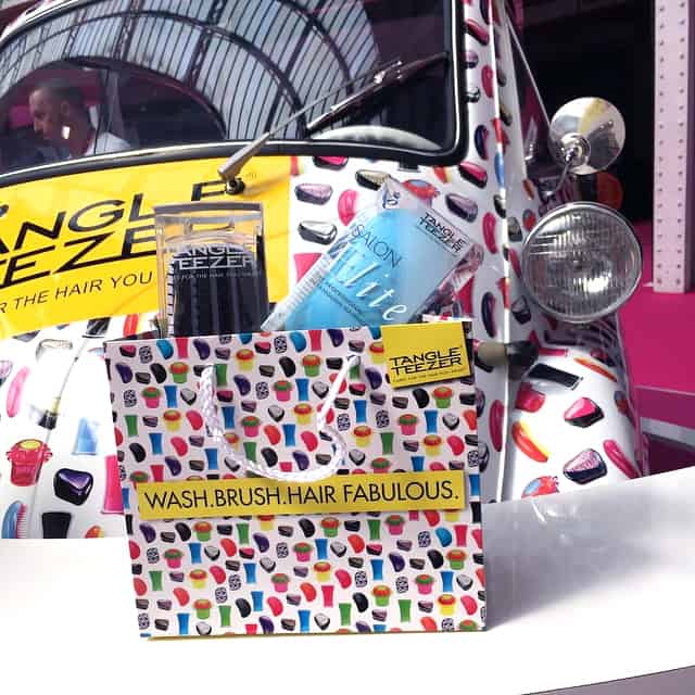 Pick & Mix carrier bag with products and car wrap as seen at Salon International 2014.