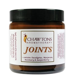 Existing Chawtons Aromatherapy Joints Cream jar label graphics.