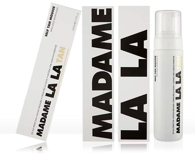 Madame La La self-tanning lotion tanning product graphics by Paul Cartwright Branding.