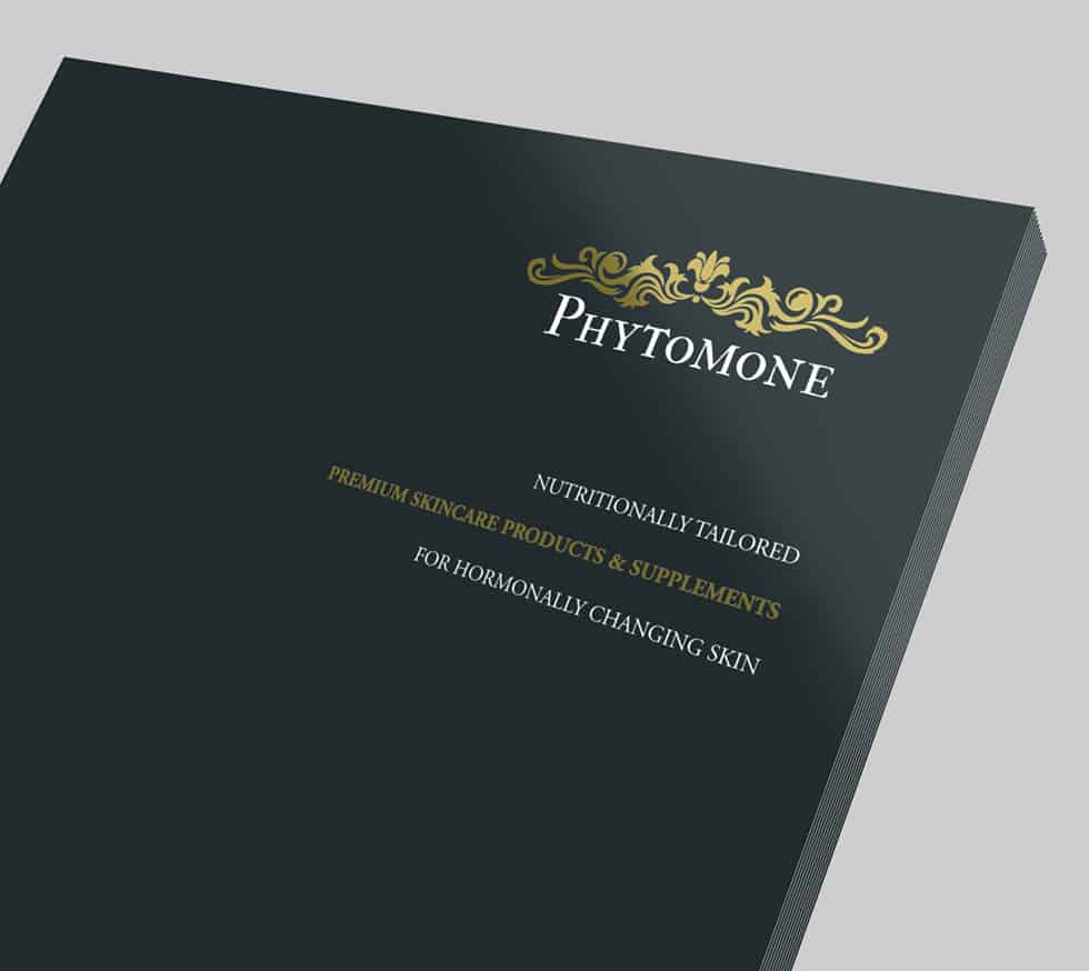 Phytomone menopause targeted skincare brochure design by Paul Cartwright Branding.