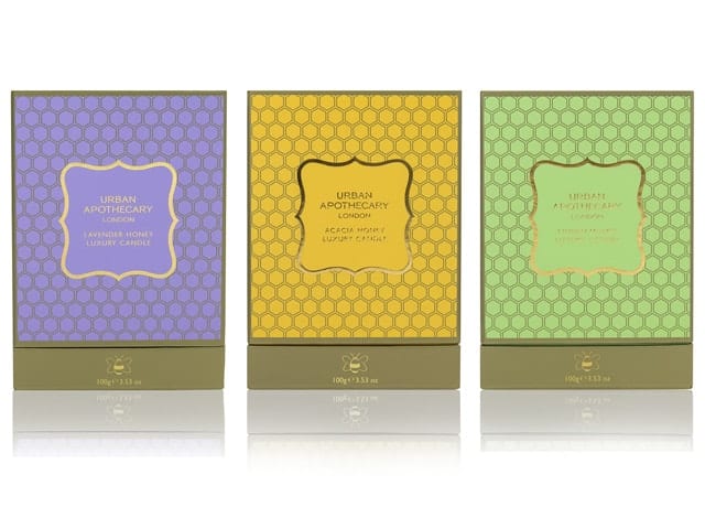 Luxury honey fragranced candles packaging graphics by Paul Cartwright Branding