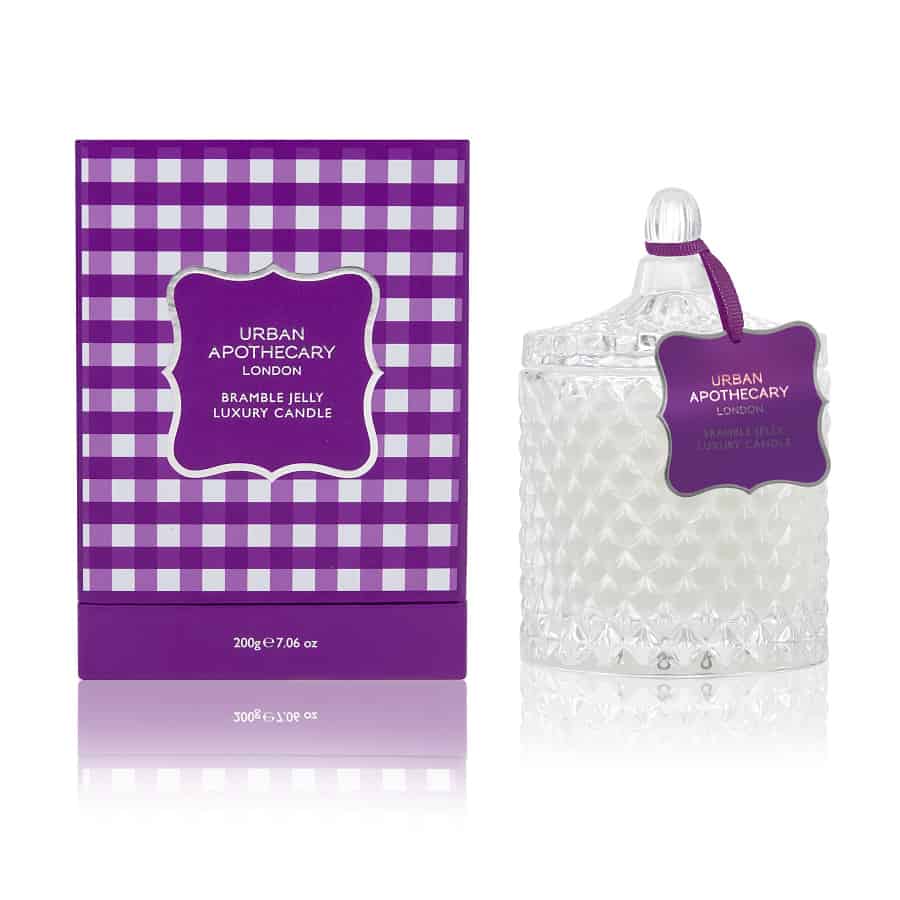 Bramble Jelly fragranced candle packaging graphics designed by Paul Cartwright Branding.