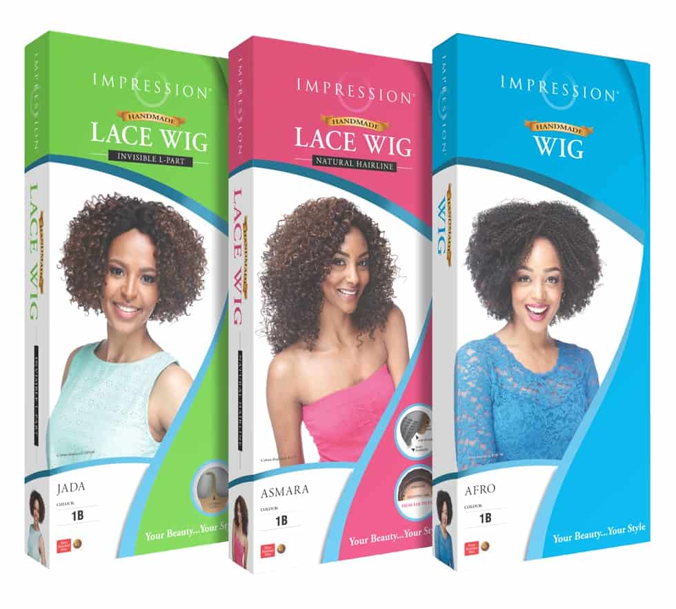 Impression Wig hair product packaging graphics by Paul Cartwright Branding.