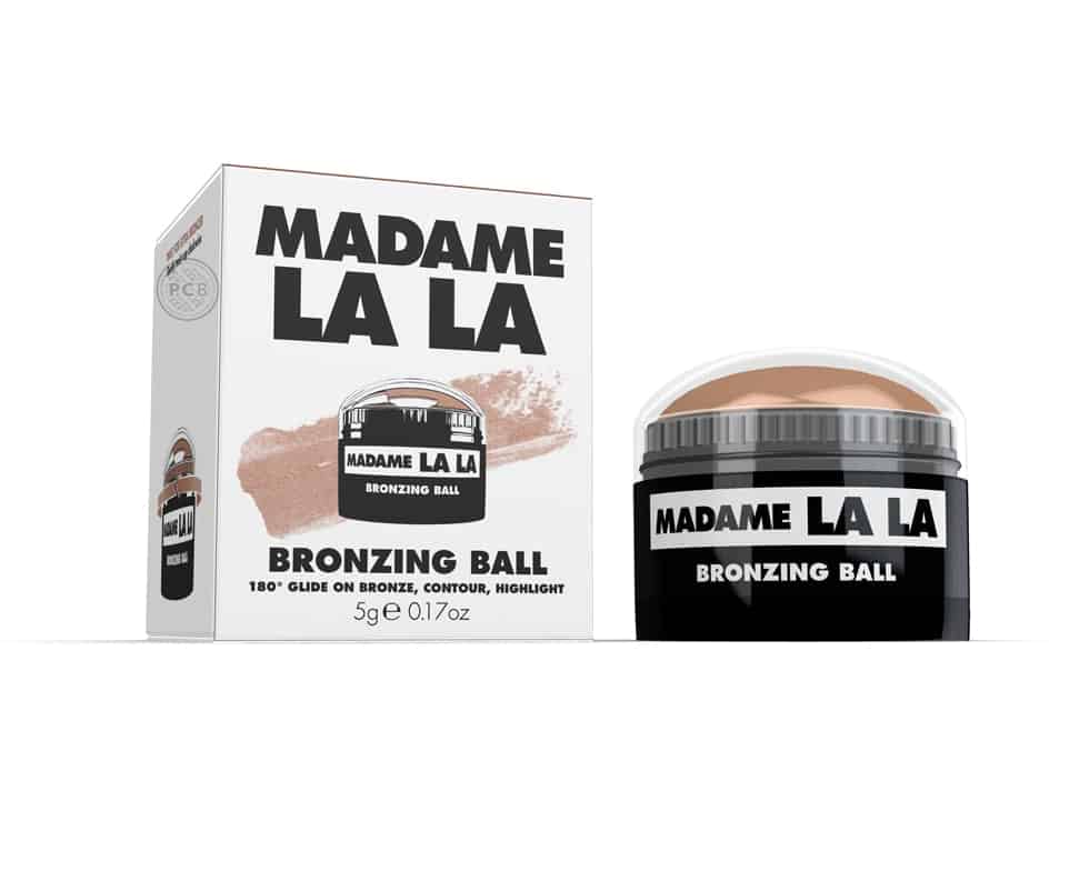 Madame La La Bronzing Ball carton and product graphics by Paul Cartwright Branding.