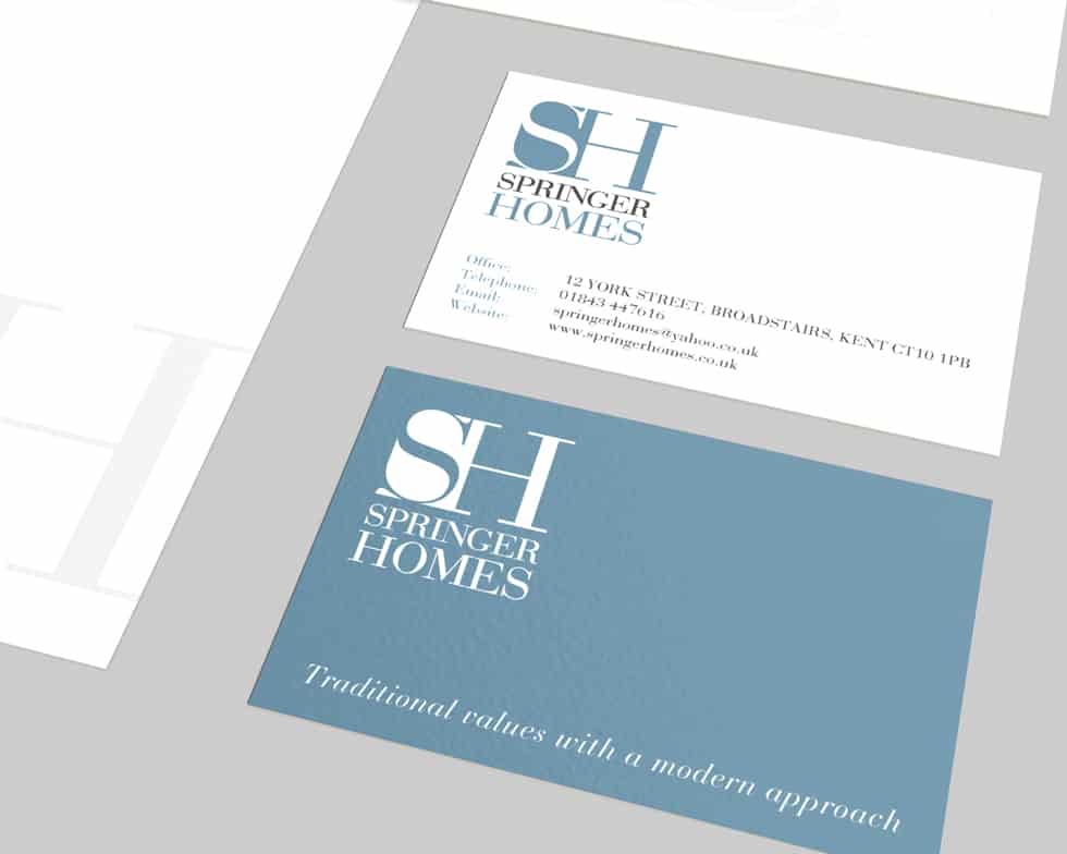 Springer Homes lettings agent logo and stationery design by Paul Cartwright Branding.