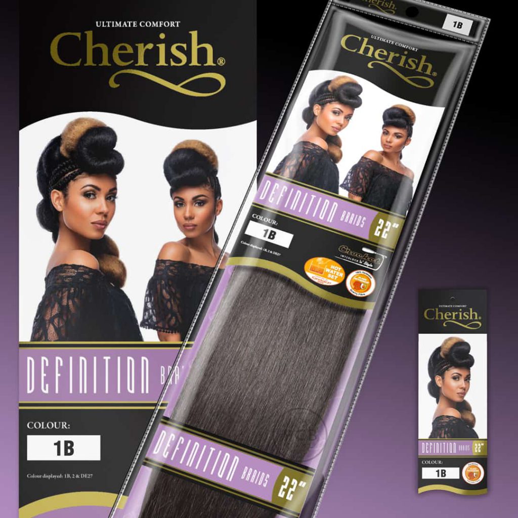 Cherish Definition braids hair packaging insert design by Paul Cartwright Branding.