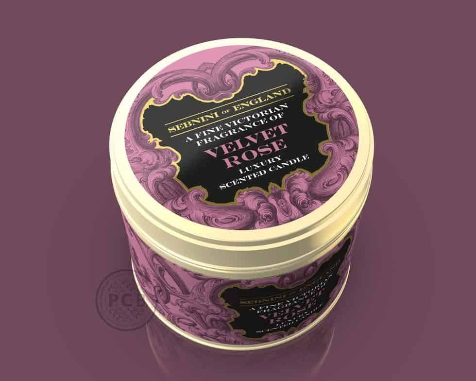 Wrap and lid candle label identity design for range of luxury fragranced candles - design by Paul Cartwright Branding.
