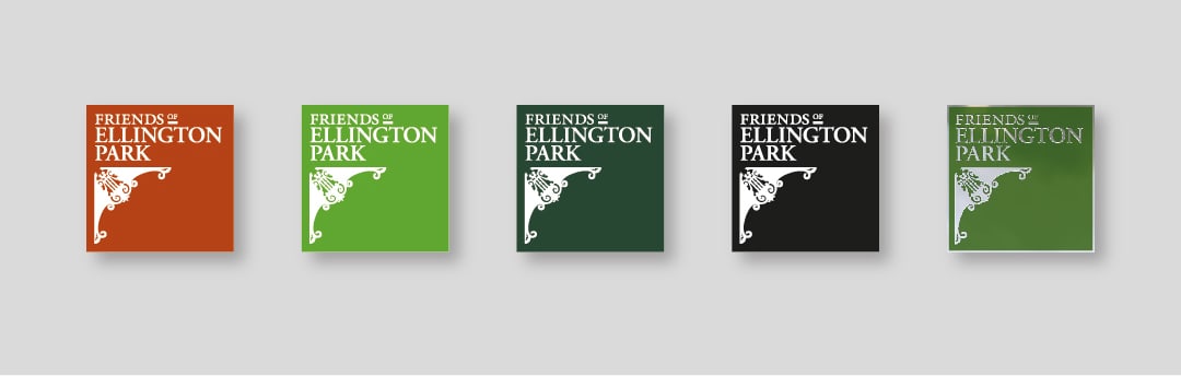 Friends of Ellington Park identity logo colouration development.