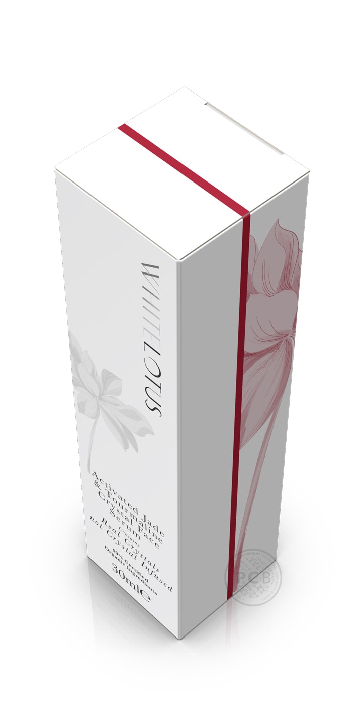 Top view of crystal beauty product carton for White Lotus.