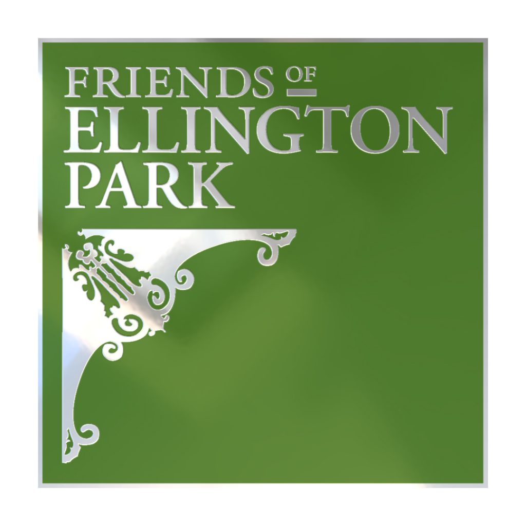 Large close-up of Friends of Ellington Park membership badge featuring the group logo.