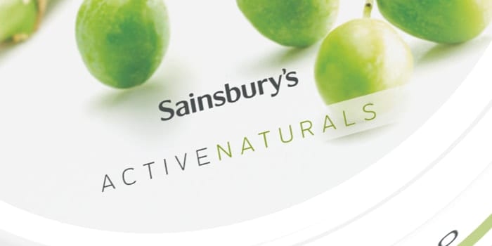 Sainsbury's Active Naturals bath and body range label graphics.
