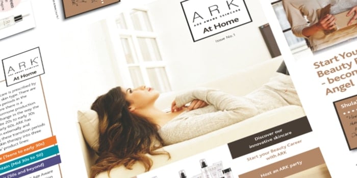 Ark At Home skincare home party brochure design.