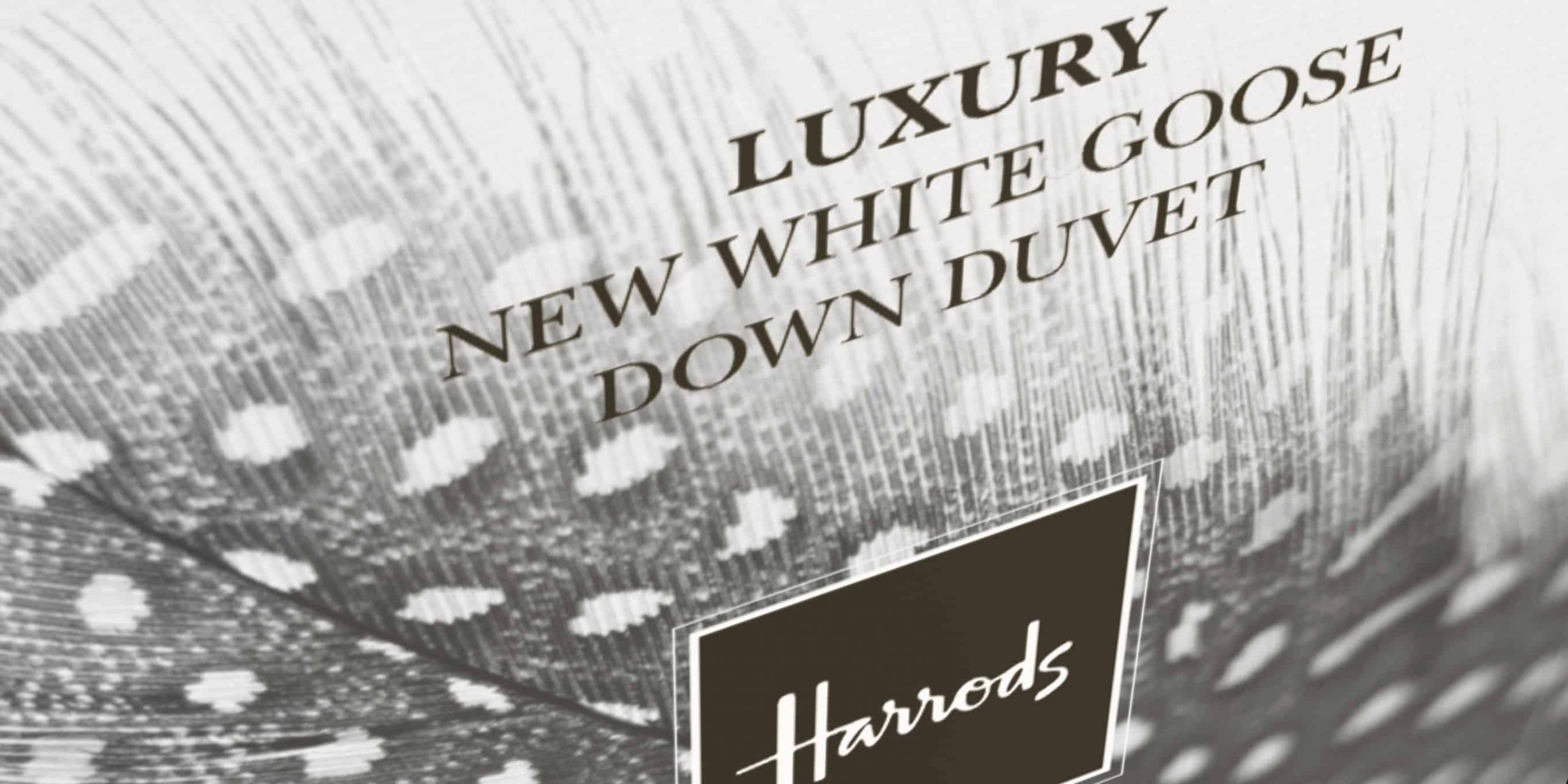 Harrods luxury duvet box graphics.