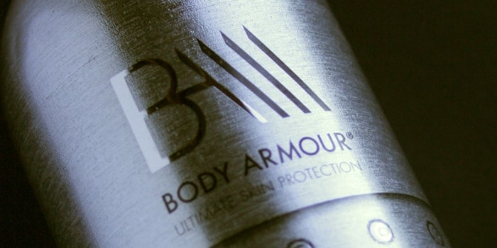 Body Armour from Ultimate Body Care skincare identity and packaging graphics designed by Paul Cartwright Branding.