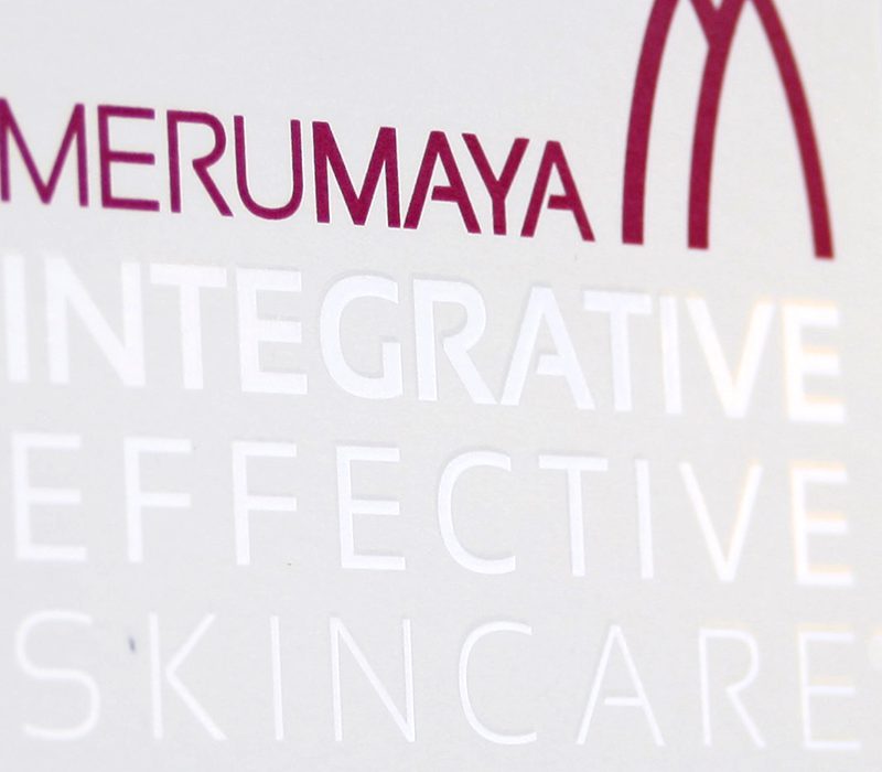 Merumaya skincare packaging and range identity.