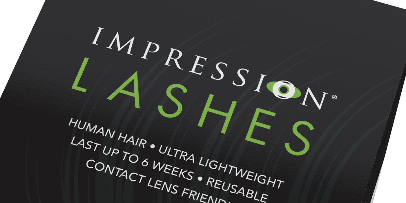 Impression Eye Lashes packaging graphic identity.