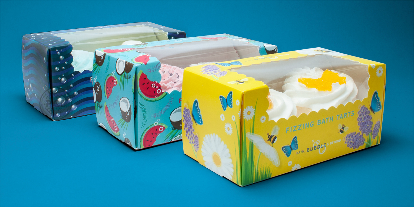Fizzing bath tart packaging graphics and illustration by Paul Cartwright Branding.