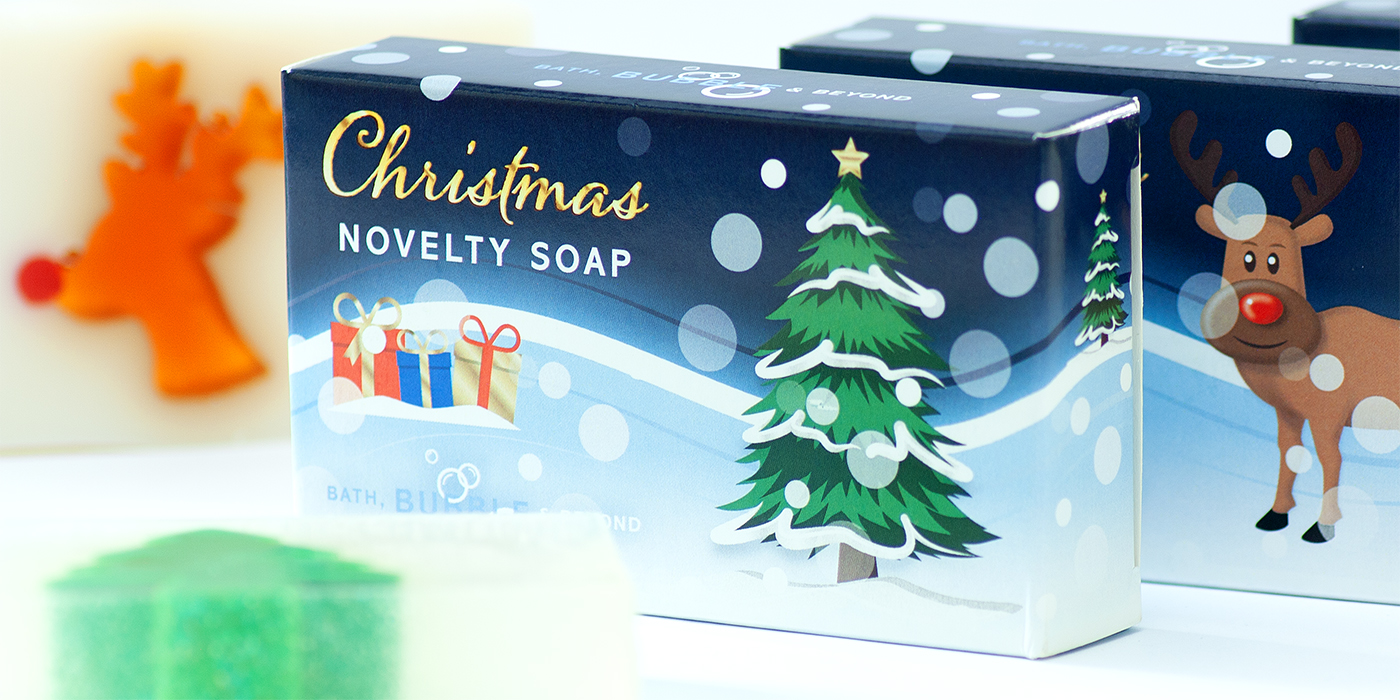 Novelty Christmas soap box graphics designed by Paul Cartwright Branding.