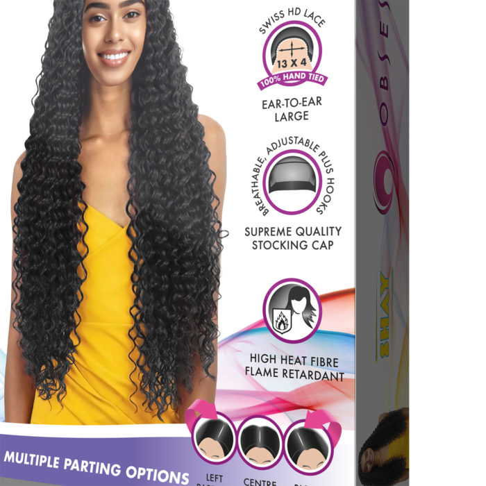 Large feature roundel icons showing the various benefits that the new range of lace frontal wigs feature. Designed by Paul Cartwright Branding.